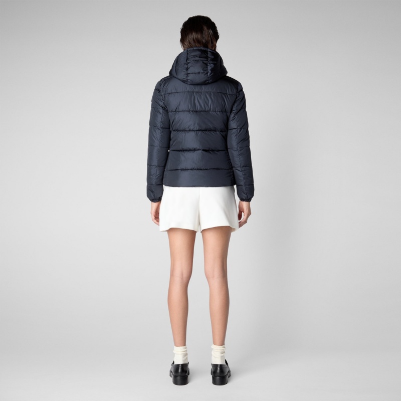 Save The Duck Tess Puffer Jacket with Detachable Hood Azules Negras | STULH3256