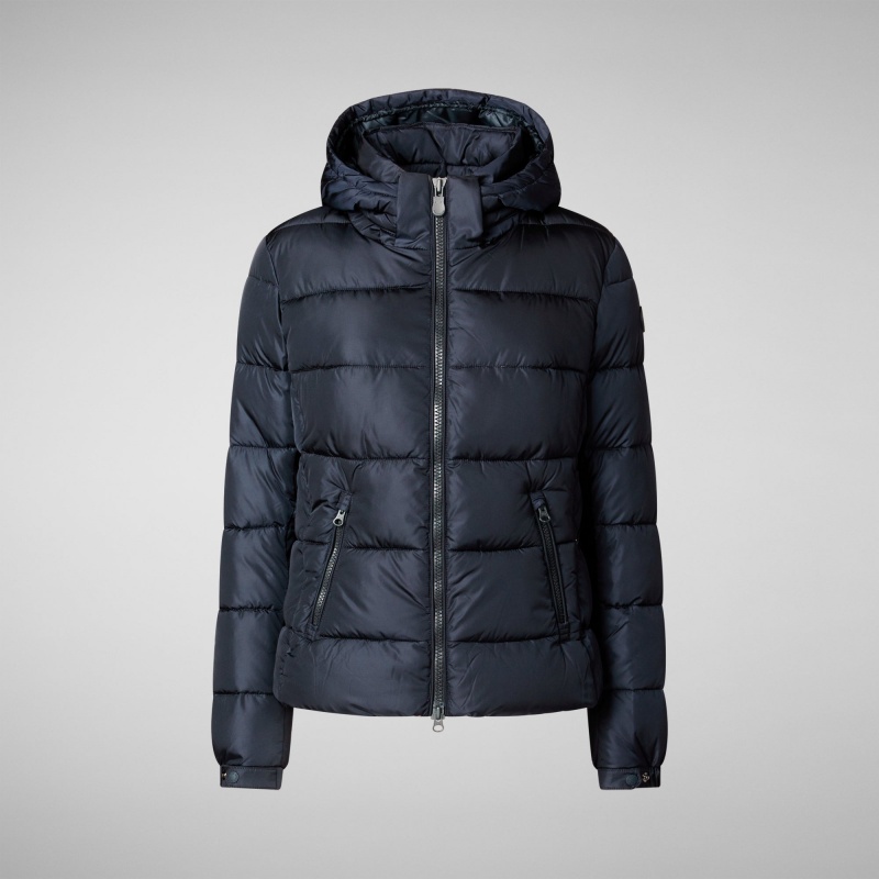 Save The Duck Tess Puffer Jacket with Detachable Hood Azules Negras | STULH3256