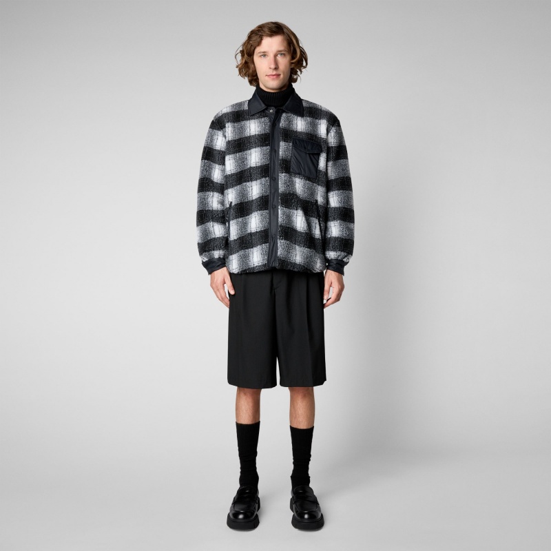 Save The Duck Yura Shirt Jacket Blancas Negras | EBYSV7015