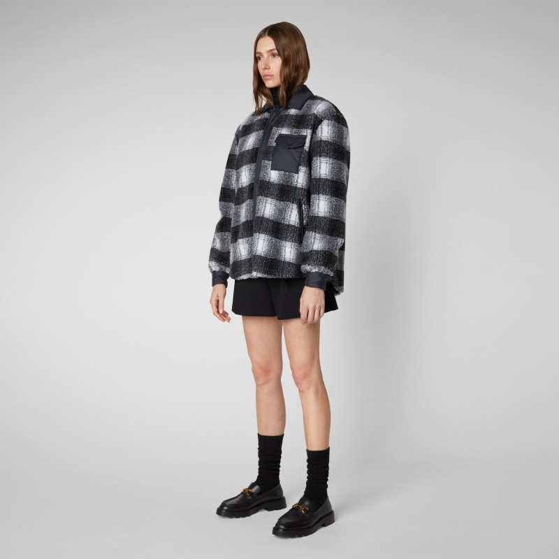 Save The Duck Yura Shirt Jacket Blancas Negras | EBYSV7015