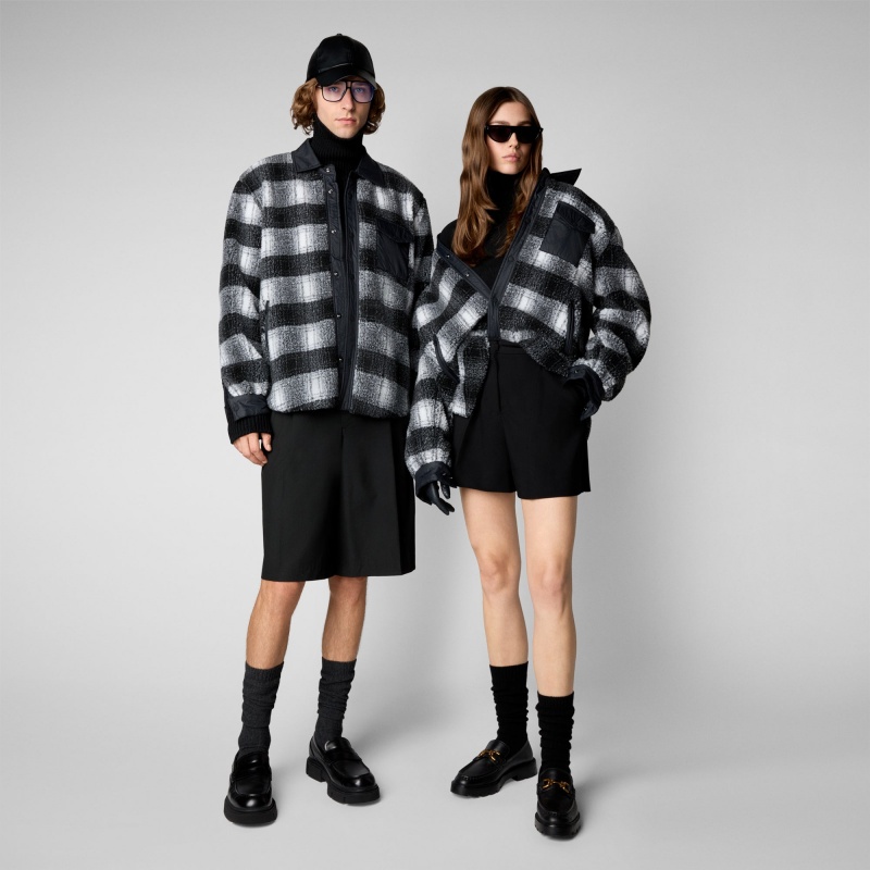 Save The Duck Yura Shirt Jacket Blancas Negras | EBYSV7015