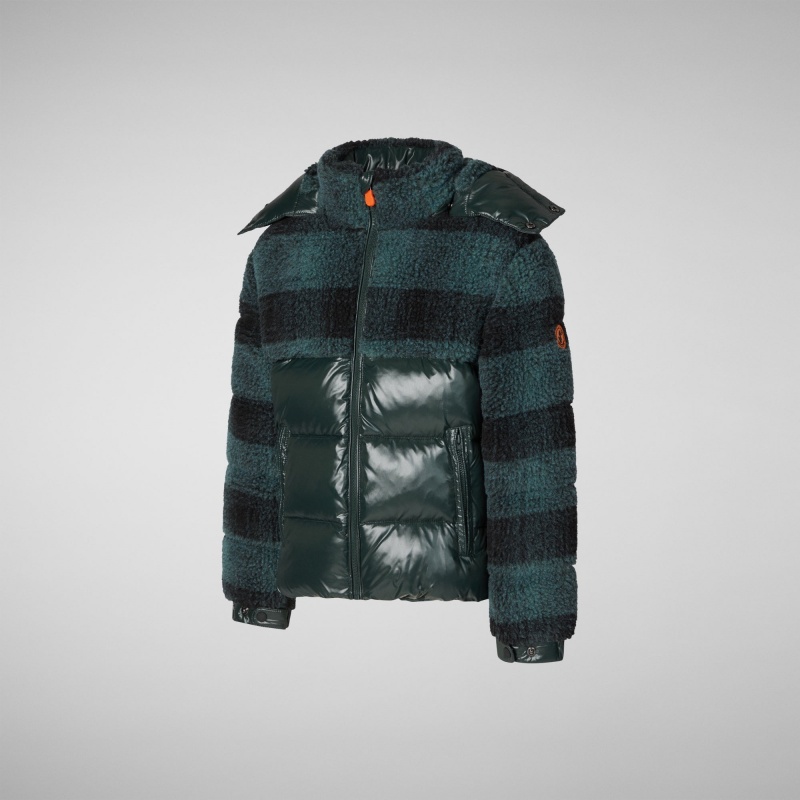 Save The Duck Zai Puffer Jacket with Detachable Hood Verde | CETKO8706