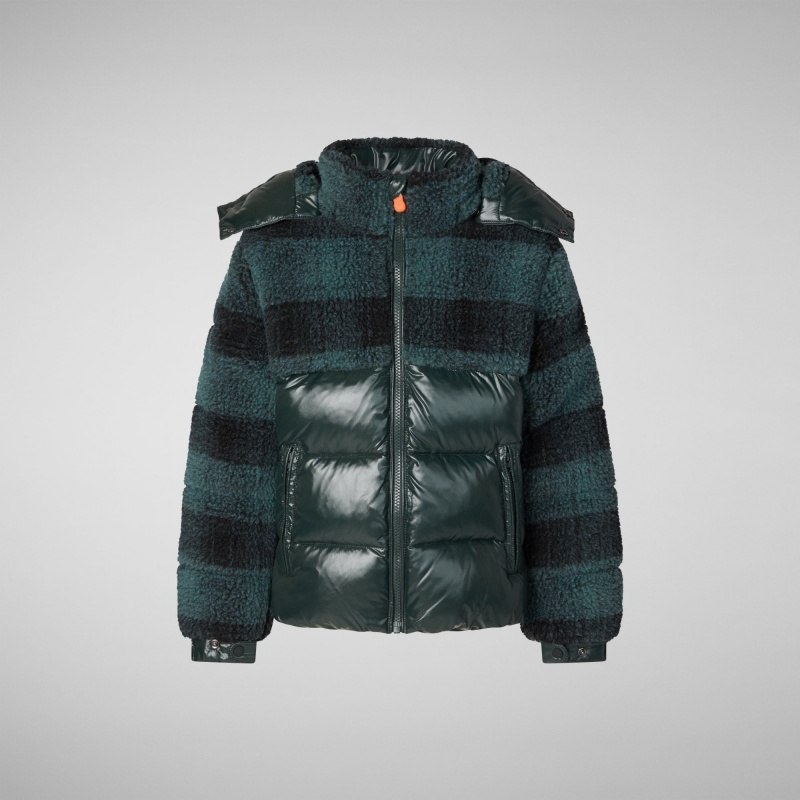 Save The Duck Zai Puffer Jacket with Detachable Hood Verde | RTBYJ6218